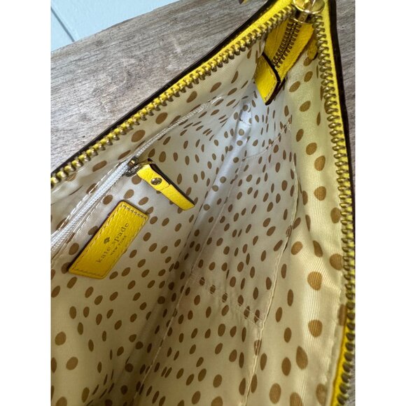 Kate Spade Byrd Chain Link Yellow Leather Chain Strap Clutch Bag With Polka Dot - Picture 6 of 7